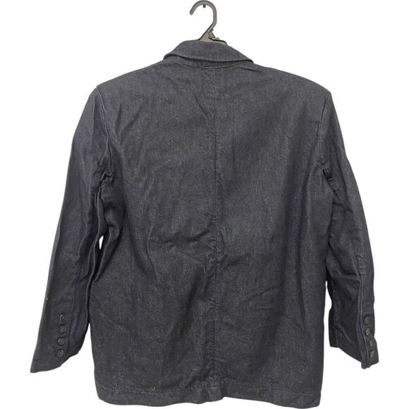 Zara Women Blazer Jacket Denim L Large Dark Blue Lyocell Cotton NWOT - Picture 5 of 10